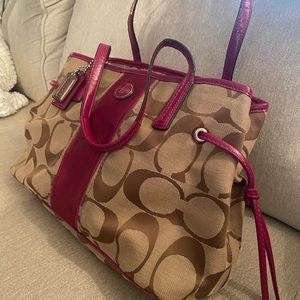 COACH Signature Purple Trim Handbag